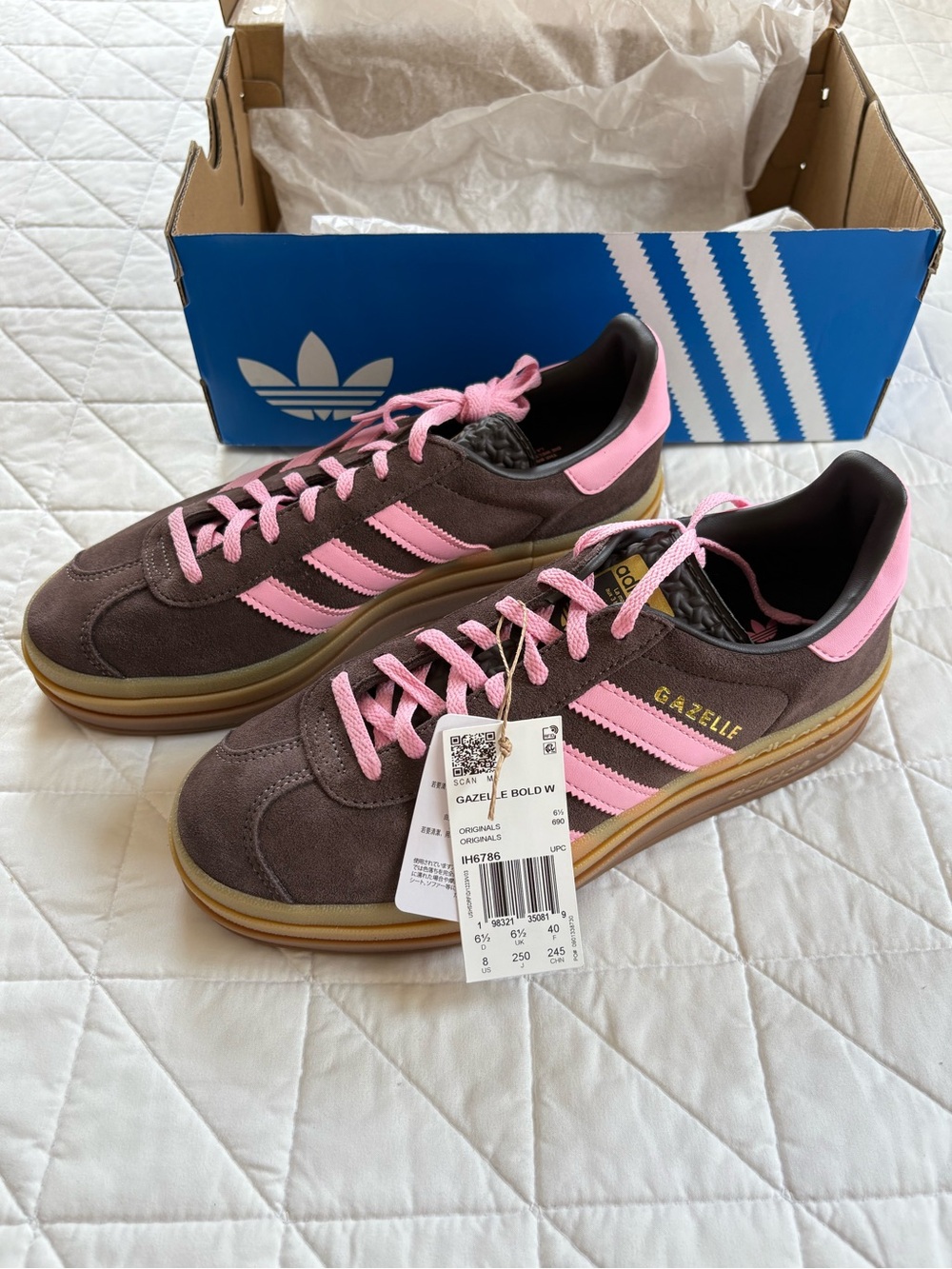 Adidas Gazelle Bold Pink And Brown Suede Platform Sneakers - Women’s Size 8 NWT